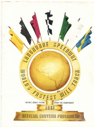 Langhorne Motor Speedway - Usac Sprint Car Race Program - 1961 - Aj Foyt