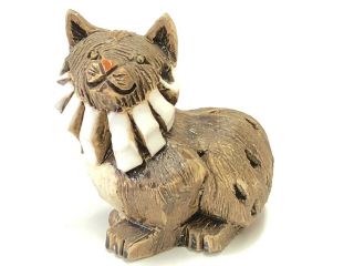 Vintage Artesania Rinconada Pottery Lynx Cat Figurine Uruguay 77