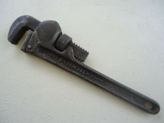 Vintage Ridgid 10” Pipe Wrench Ridge Tool Co.  Elyria Usa