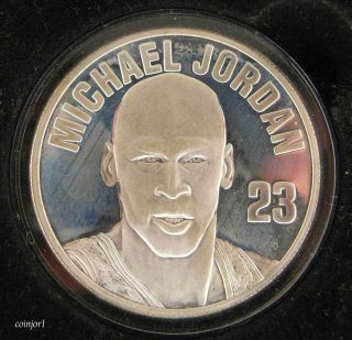 Michael Jordan 1 Troy Ounce.  999 Fine Silver Coin 1692 Upper Deck 1997 9
