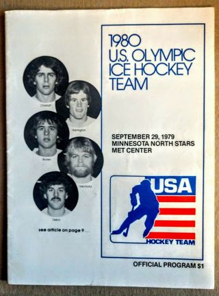 1980 U.  S.  Olympic Hockey Team Program Vs Minnesota North Stars