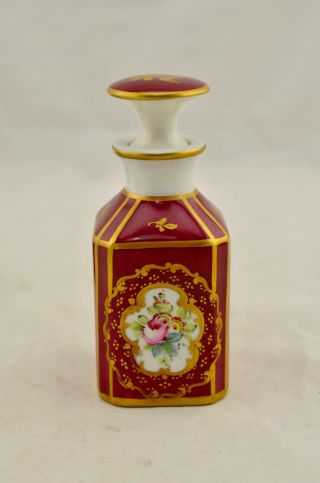 Antique Limoges France Decor A La Main Hand Painted Floral Scent Bottle W/label