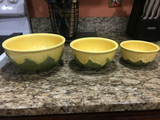 Set Of 3 Vintage Shawnee Corn King Nesting Mixing Serving Bowls 8,  6.  5