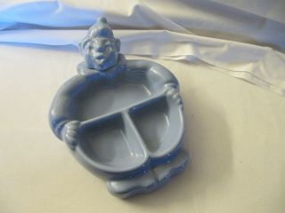 Vintage Hankscraft Usa Blue Clown Baby Child Dish Serving Bowl Food Warmer