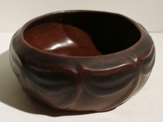 Antique Van Briggle Pottery Low Bowl Teens Dark Mulberry Glaze Arts Crafts