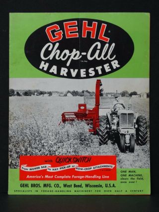 Vtg 1954 Gehl Chop All Harvester Chopper Brochure Advertising Farming Equipment