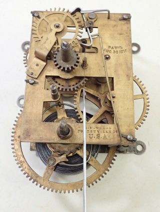 Antique En Welch Double Dial Calendar Top Clock Movement Parts Repair