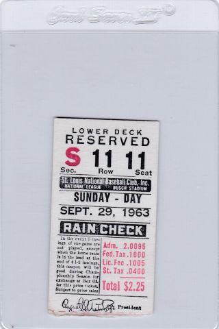 Rm: Sept 29,  1963 Stan Musial Last Game Ticket Stub,  Stl Newspapers From Day