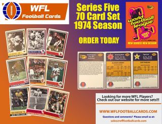 World Football League Wfl Card Set - Series 5 1974 Usfl Nfl Afl