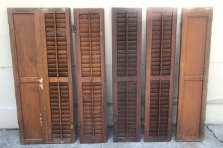 38 " Tall Panels Antique Colonial Wood Interior Louver Plantation Window Shutters