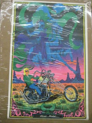 Ghost Rider 1971 Black Light Poster Vintage Psychedelic Motorcycle C914