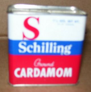Vintage Schilling Ground Cardamom Spice Tin " Mccormick Product "