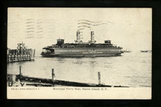 Ship Postcard Ferry Municipal Ferry,  City Of York,  Staten Island Ny Vintage