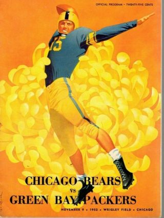 1952 (nov.  9) Nfl Football Program Green Bay Packers @ Chicago Bears Vg