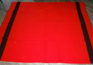 Vtg Faribo Red W/ Black Stripe Wool Blanket 89” X 73” Antique Camp Lodge Cabin