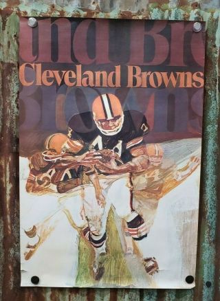 Vintage 1970 Nfl Stancraft Cleveland Browns George Bartell 24x36 Poster