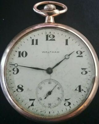 Antique Waltham 17 Jewel Pocket Watch Silver Dial 25 Year Case