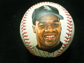 Frank Thomas Hof White Sox Portrait Hand Painted Autographed Al Brown Baseball