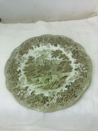 Vintage Derbyshire English Ironstone Green Dinner Plate 10 " Haddon Hall