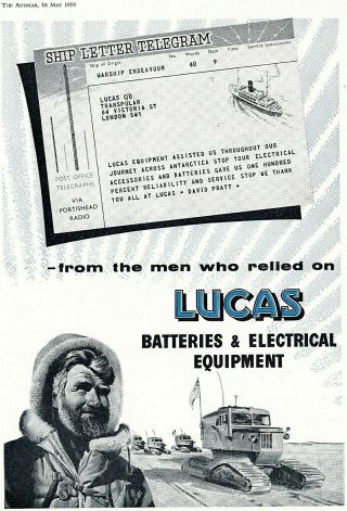 Vintage Ad Print Lucas Batteries & Electrical Equipment,  8 X 11.  5,  1958