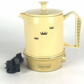 Vintage Regal Poly Perk Travel Coffee Maker Percolator 2 - 4 Cups Yellow Tan