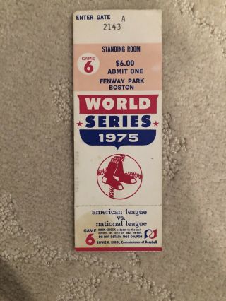 1975 World Series Game 6 Ticket Stub Fisk Walk Off