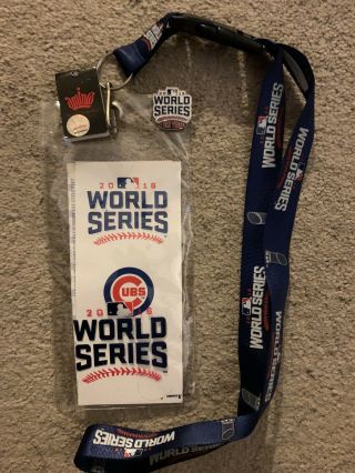 2016 World Series Game 3 Ticket Wrigley Fld.  Chicago Cubs /Official Lanyard &Pin 2