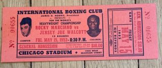 1953 Full Boxing Ticket Rocky Marciano Vs.  Jersey Joe Walcott May 15