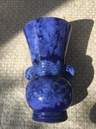 Vintage Brush Mccoy Pottery Onux Blue Deco Vase