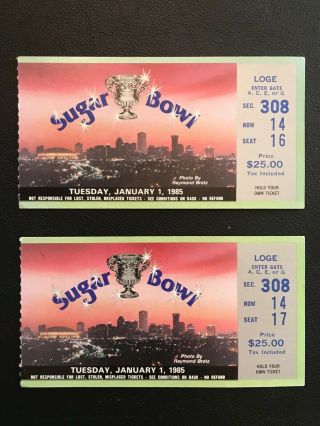 1985 Sugar Bowl Ticket Stubs (2) Nebraska Vs Lsu.