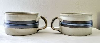 Set 2 Vintage Otagiri Horizon Stoneware Blue &gray Coffee Chowder Soup Mug Japan
