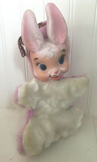Vintage Rushton My Toy Rubber Face Purple Bunny Rabbit Plush Stuffed Doll
