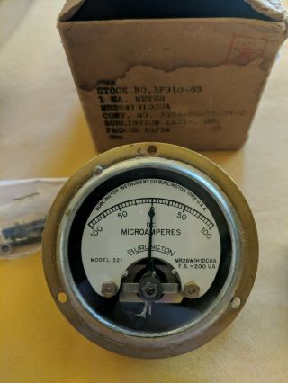 Vintage Burlington DC Volts Meter 0 - 100 microamperes Gauge Model 321 micro amps 2