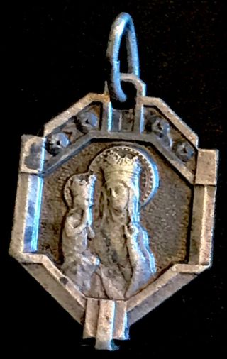 Vintage Catholic St Anne Silver Tone Religious Medal,  France