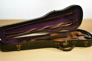 Antique Vintage Violin Fiddle Antonius Stradivarius Cremonensis W/2 Bows & Case
