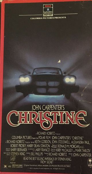Vtg John Carpenters Christine Horror Vhs (1984 Rca Red Box)