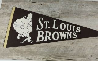 Vintage 1950s St.  Louis Browns Baseball Pennant 30 " Brown White Batter