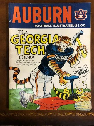 1968 Auburn Vs Georgia Tech Football Program - Phil Neel Cover
