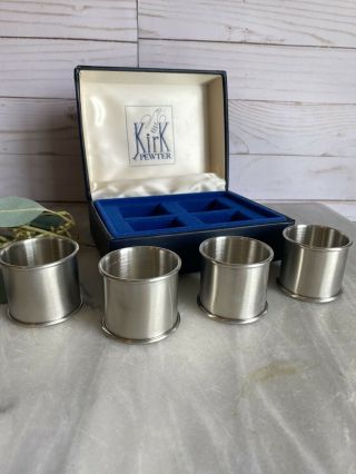 Vintage Kirk Pewter Napkin Rings Set Of 4