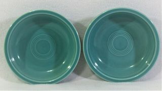Set Of 2 Vintage Homer Laughlin Fiesta Ware Turquoise 7 " Soup/ Cereal Bowls Usa