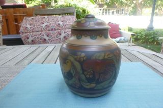 L Hjorth Danish Arts & Crafts Bornholm Ginger Jar 1920s Pottery Birds