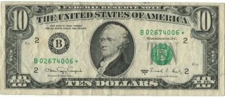 Vintage 1988 A Series Star Note $10.  00 Bill