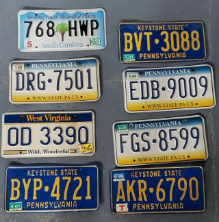 Vintage License Plates - Wv,  Pa,  Sc From Early 2000 