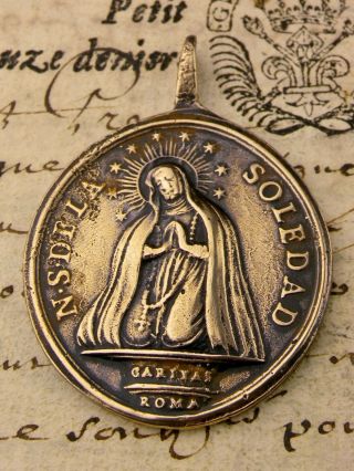 Antique Bronze Passion Of Christ & N.  S.  De La Soledad De La Paloma Bronze Medal
