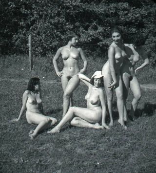 Bw Vintage Stereo Realist Photo 3d Stereoscopic Slide Nude 5 Ladies Posing