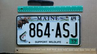 License Plate,  Maine,  Specialty Support Wildlife,  Moose Rainbow Trout,  864 - Asj
