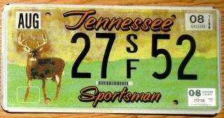 2008 Tennessee Specialty License Plate Number Tag – Sportsman