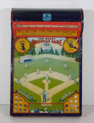 Ca1923 Baseball Subject Tin Lithograph Board Game - The Great American Game