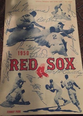 Boston Red Sox Official Program And Scorecard 1950 - Ted Williams Vs.  Washington
