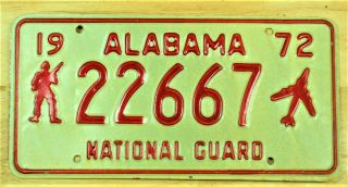1972 Alabama 22667 National Guard License Plate Auto Car Vehicle Tag 2708